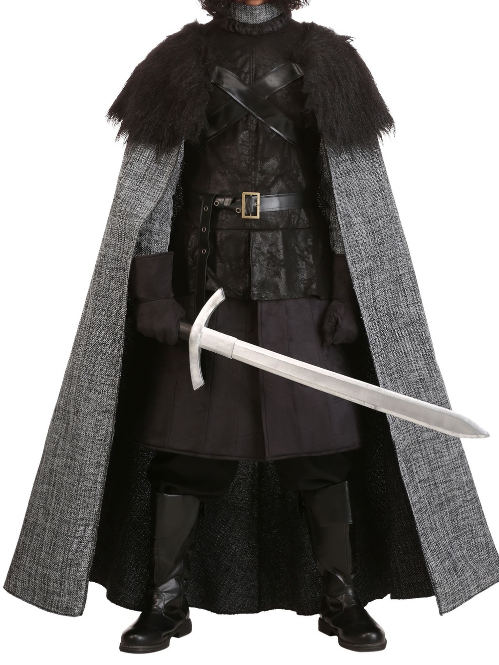 John Snow Northern King Medieval Knight Men’s Halloween Costume Gray Cape 3XL